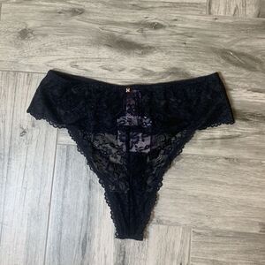 Savage X Fenty Romantic Corded Lace High-Waist Thong Caviar 2X